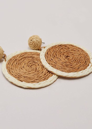 Phase Eight Raffia Oversized Circular Jewellery Brown/White USA | 9123465-AX